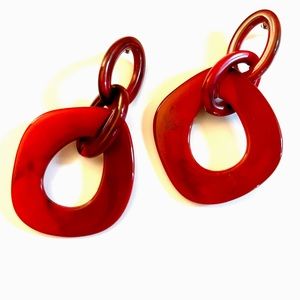 Chunky red retro earrings